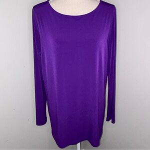 Susan Graver royal purple Liquid Knit long sleeve tee shirt top size Large